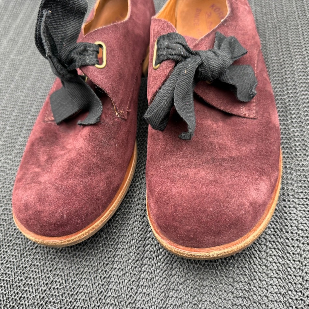 Kork-Ease Burgundy Suede Ribbon Bow Oxfords K54747 Wine Flats Womens 8M - Picture 6 of 10